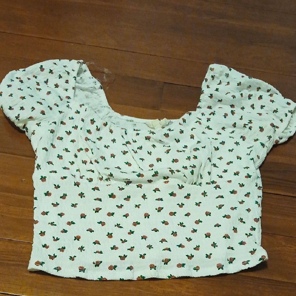 Floral Puff Sleeve Blouse Size XL